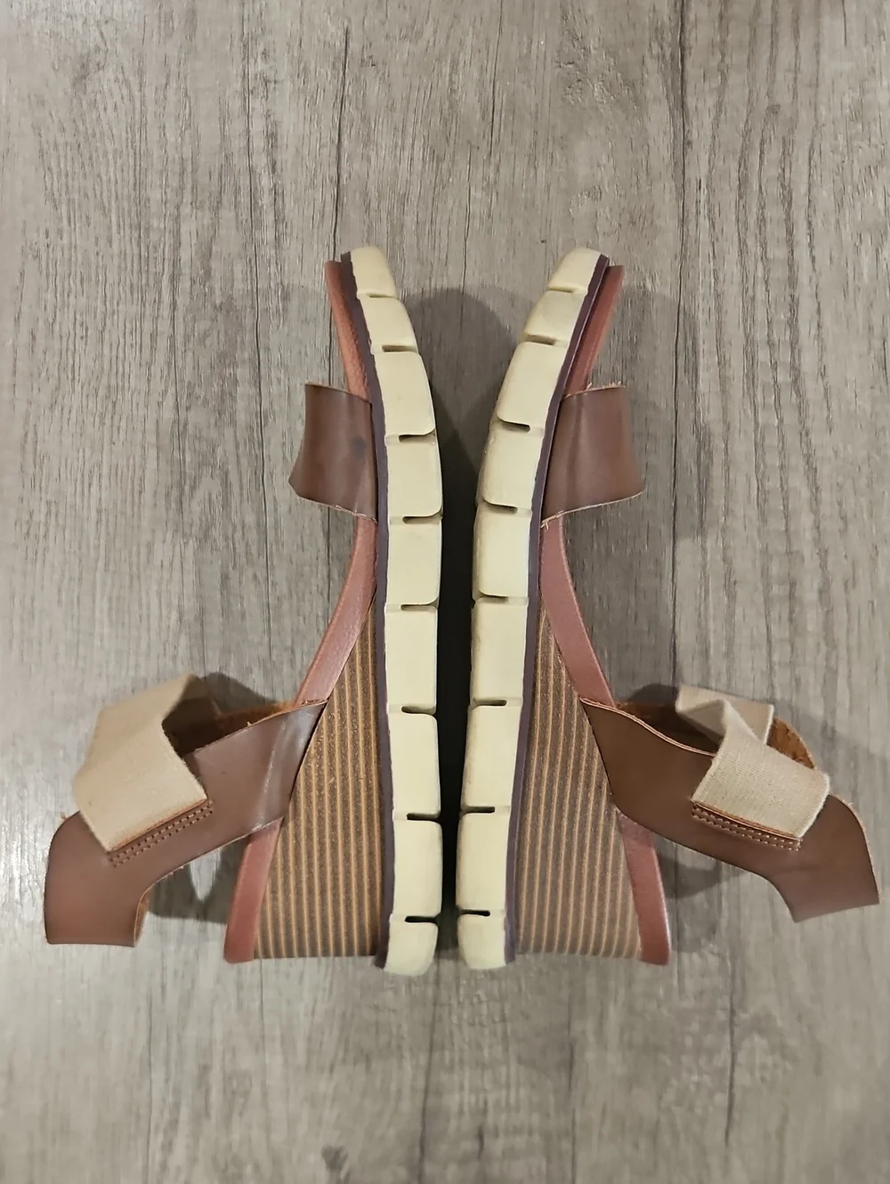 MIA Adley wedge  brown & tan women's sandals size 8.5